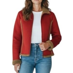 LL Bean Embroidered Sherpa Lined Jacket